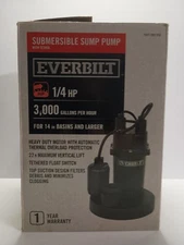 Everbilt 1/4 HP Aluminum Sump Pump w/ Tether Float Switch HDSP25W 