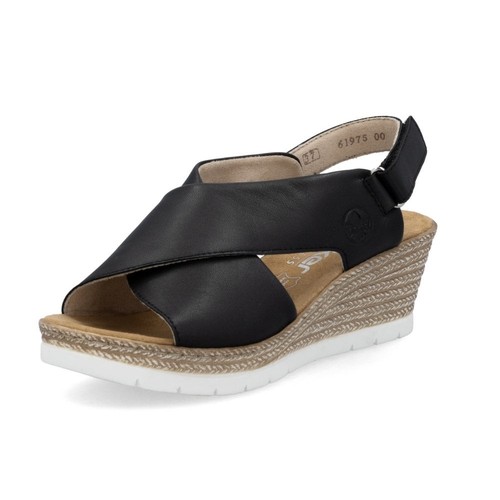 Rieker 61975-00 sandali donna neri con zeppa - Foto 4 di 4