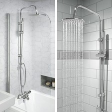 Shower Bath Mixer Set Thermostatic Round Square Valve Bath Filler Head&Handset