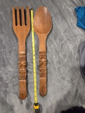 Wooden Tiki-design Spoon and Fork Wall Decor. Home Decor Wall Art