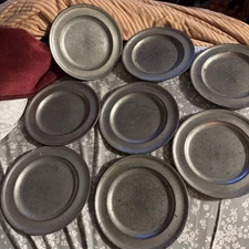 Lot Of 8 Stieff Mystic Seaport Reproduction Pewter Plates 8” M1-16 & 19