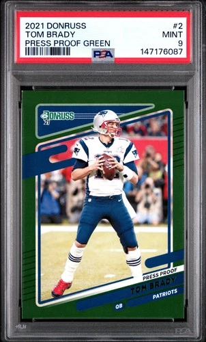 2021 PANINI DONRUSS PRESS PROOF GREEN #2 TOM BRADY PSA 9
