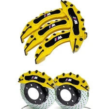 4x Yellow Universal Brake Caliper Covers for BMW M Emblem Rim Wheel Set Tuning