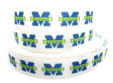 Michigan Wolverines 7/8" Grosgrain Ribbon YOUR CHOICE 5 or 10 Yard University 