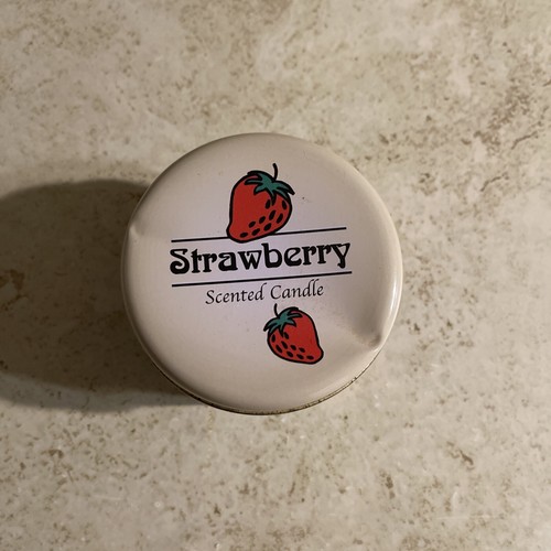 vintage strawberry scented candle in a tin - Picture 7 of 7
