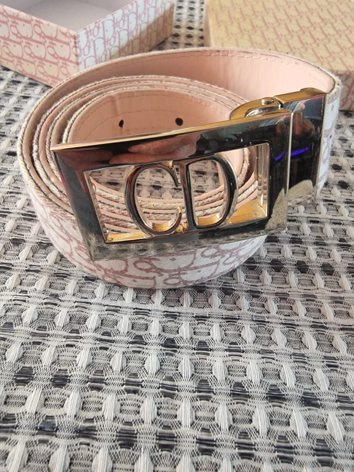 Ceinture Christian Dior vintage rose logo