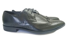 B/0356 # Frank Wright Flügelspitze Halbschuhe in schwarzem Leder Herren Schnürschuhe Größe UK 8