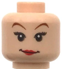Lego New Light Flesh Nougat Minifigure Head Female Red Lips Eyelashes Piece