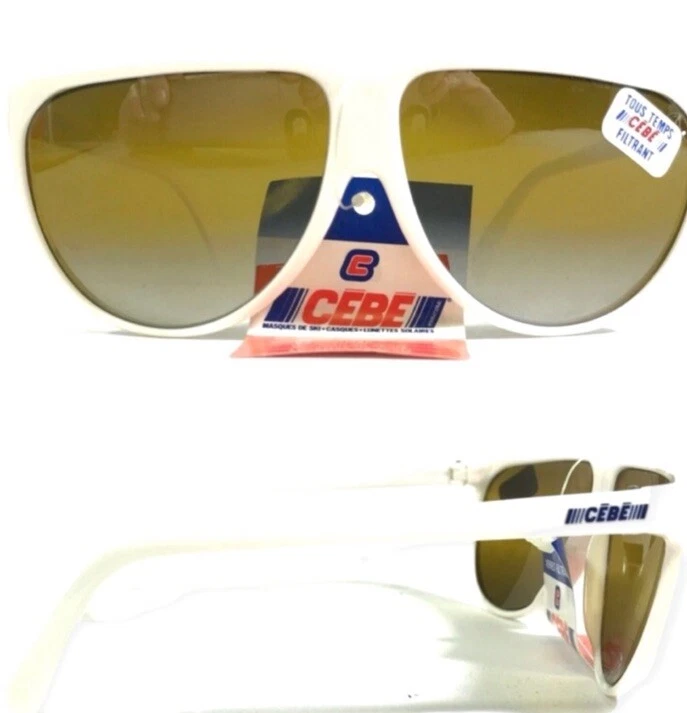 Gafas de sol vintage CEBE blancas, estilo aviador, existencias muertas, hechas en Francia, unisex Foto 3 de 4
