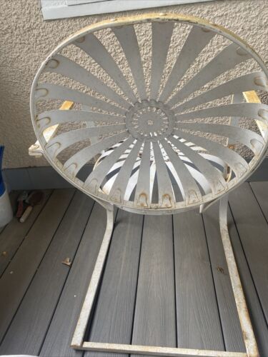 VINTAGE FRANCOIS CARRE ART DECCO SUNBURST CANTILEVER SWING ARM METAL CHAIR - Picture 4 of 8