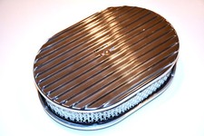 15 Polished Aluminum Nostalgia Full Finned Oval Air Cleaner Filter Display Sale