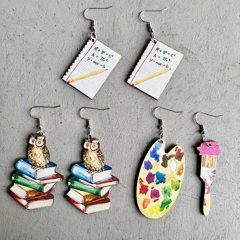 Unique Girl Creative Wood Jotter Palette Funny Owl Stacked Book