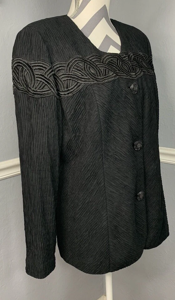 Chaqueta Blazer Vestido Formal Negra 16 De Colección Leslie Fay Para Mujer Foto 4 de 4