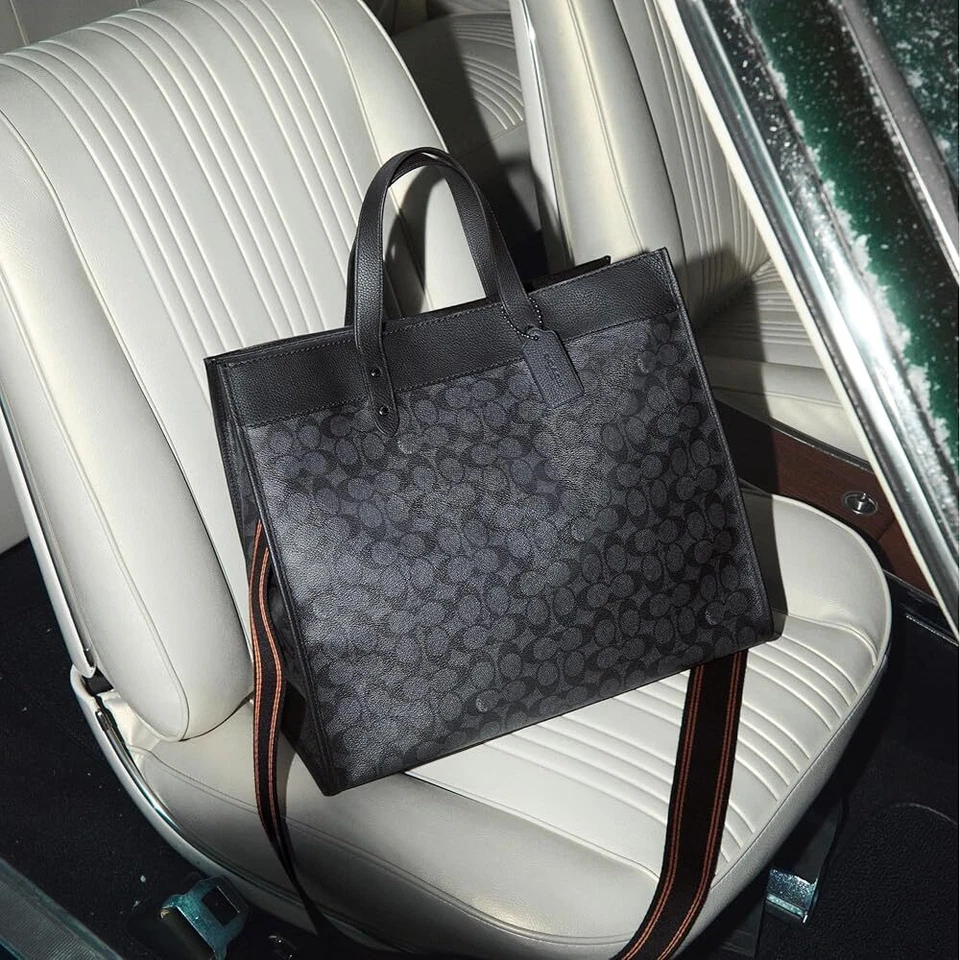 Coach Field Tote Bag 40 Signature Canvas Charcoal C7674 - Image 4 of 4