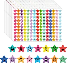  Star Stickers, 6750Pcs Happy Smile Face Stickers 15 Designs Students Reward Cha