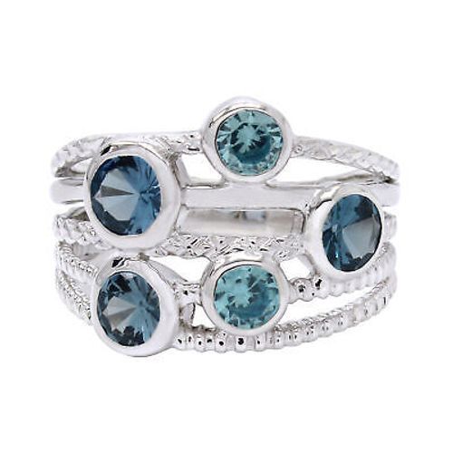 Multi-Blue Topaz Fashion Ring Sterling Silver December Birthstone