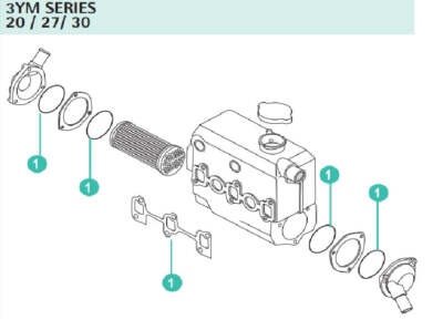 Seal kit for Yanmar 3YM radiator cooler replaces 128990-44100