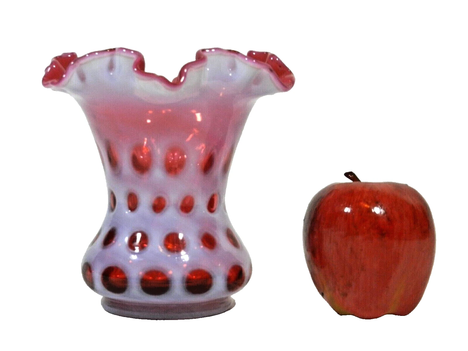 Vintage Fenton Coin Dot Cranberry Opalescent Ruffled Edge Vase
Opens in a new window or tab