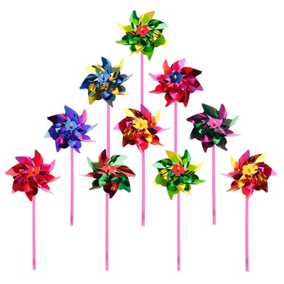10x Bunte Kunststoff Windrad Wind Spinner Windmühle Hochzeit Kinder Party Decor