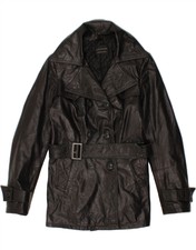 Luca D'altieri Womens Double Breasted Jacket Uk 14 Medium Black Leather Ke04