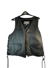 Wilsons Mens Black Leather Vest Size L, With Eagle 