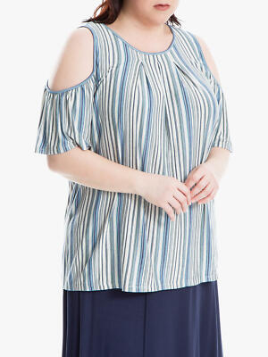 Max Studio Streifen Cold Shoulder Jersey Top Ozean Multi Größe: 24 b12