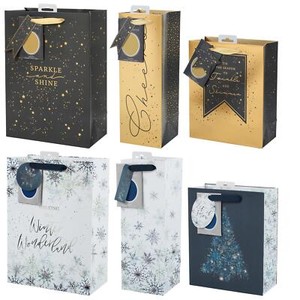 Tom Smith Navidad 6X Bolsas Regalo Pequeño Mediano Botella Midnight Sparkle