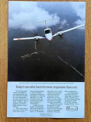 Beechcraft Duchess Beech Aircraft Wichita Original 1981 Vintage Advert Werbung