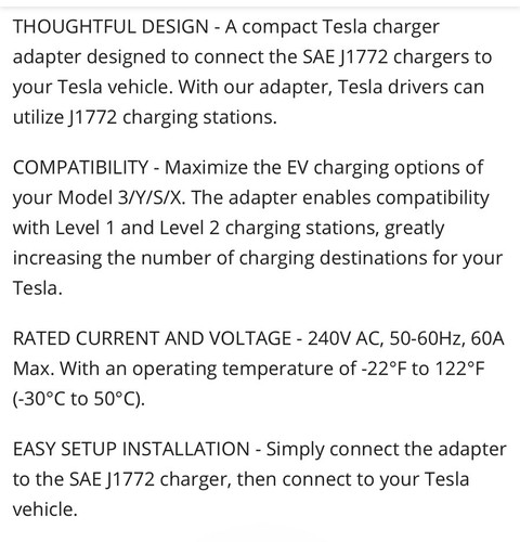 Lectron J1772 Tesla Charging Adapter. Compatible Level 1 And 2 Charging Statio - Picture 12 of 12