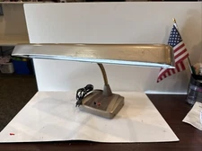 Vintage Brown Metal Art Drafting Desk Lamp 19” Wide Industrial Fluorescent Bulb