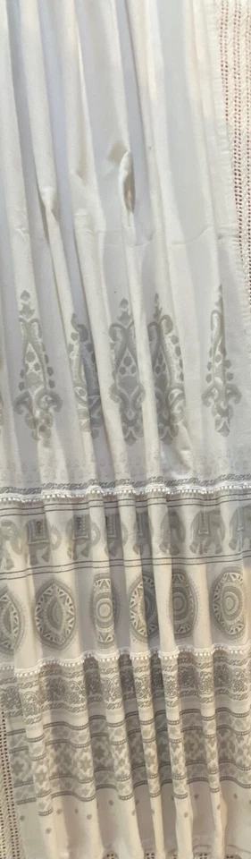 Cortina de Ducha Geométrica Estampado Animal Diseño Elefante Rayas Encaje Recortado Gris Foto 4 de 4