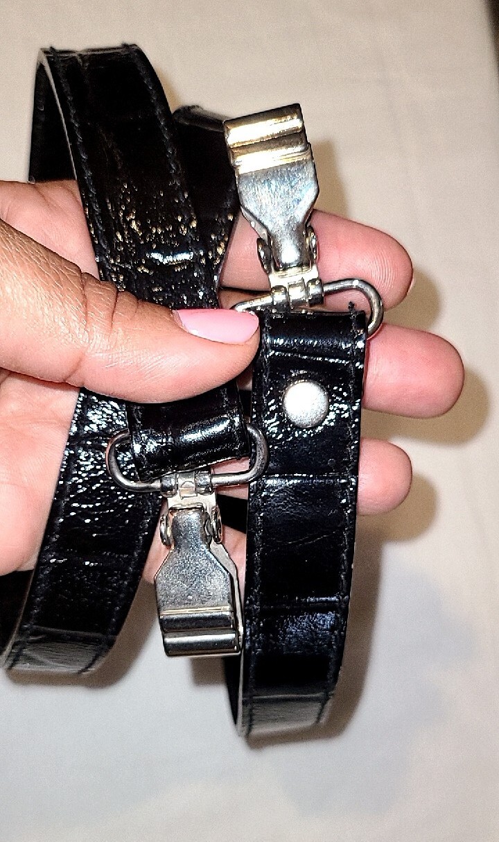 BLACK EMBOSSED LEATHER REPLACEMENT HANDLE STRAP - image 1