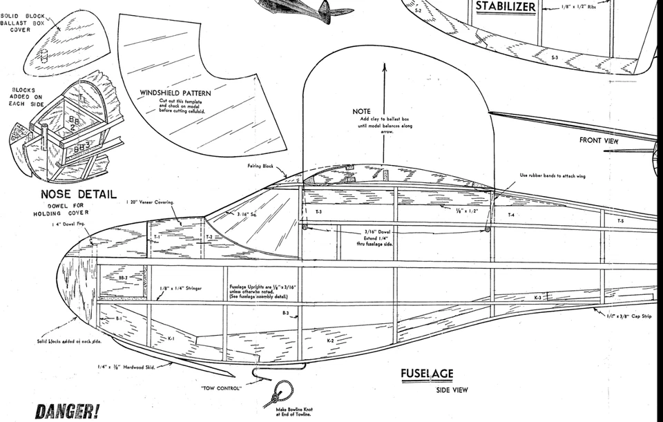 Berkeley SUPER SINBAD PLAN & PARTS PATTERNS For a 62" Rudder RC Model Airplane - Image 3 of 4
