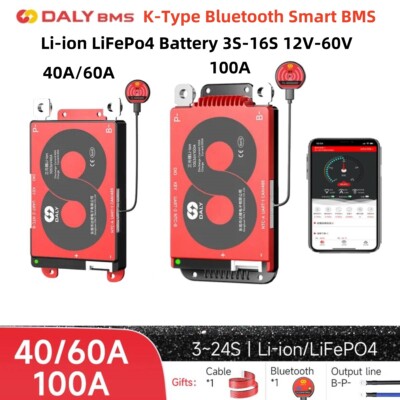 Daly K-Type Bluetooth Smart BMS 3S-16S  Li-ion/LiFePo4 12V-60V 40A-100A BMS +BT