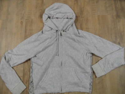 ABERCROMBIE&FITCH beau sweat à capuche sweat à capuche gris avec dentelle taille L TOP KB1117 - Photo 1/4