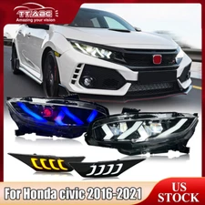 LED Front Headlights Side Marker Lights Set for Honda Civic 10Th Gen 2016-2021