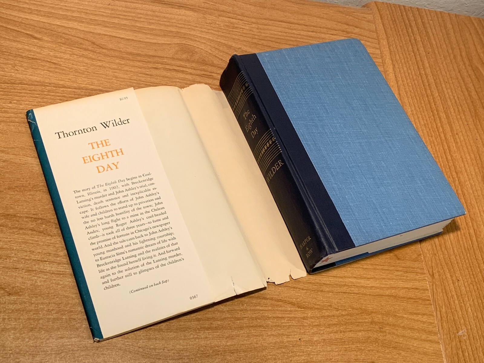 FILA The Eighth Day by Thornton Wilder (1967 Hardcover Jacket Novel by Harper & Row)