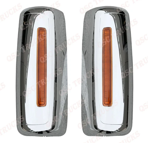 QSC Chrome Door Mirror Cover Left Right Side Pair for International Prostar