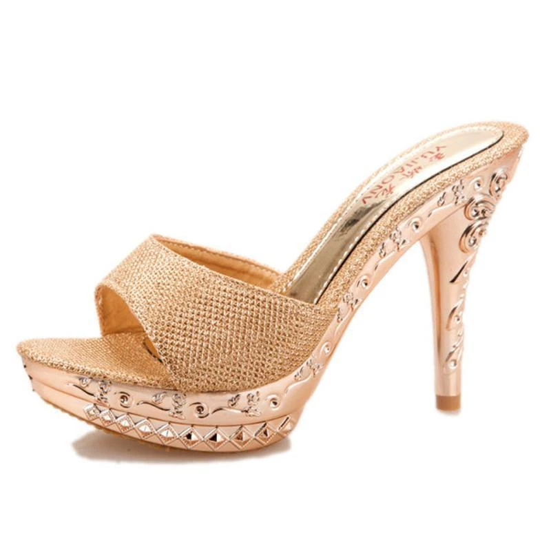 Damen Slip On Peep Toe Stilettoabsatz Kunstleder Sandalen Schuhe Hausschuhe pump - Bild 2 von 4