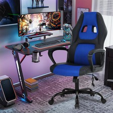 Massage Racing Gaming Chair Computer Swivel Adjustable Executive Desk Chair Blue