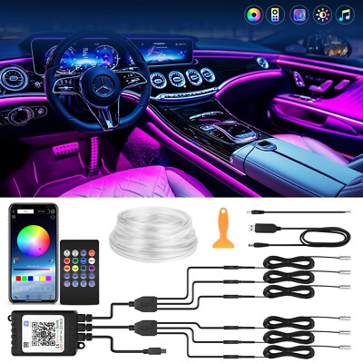 Upgrade 6 in 1 Ambient Strips 16 Million Color RGB LED Car Interior Light Kit US