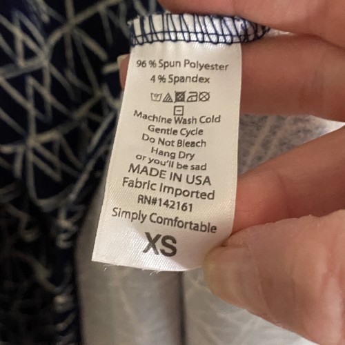 Lularoe Amelia Dress Sz Extra Small Sm Zipper Pockets Navy Blue Stripe Zig Zag - Picture 6 of 8