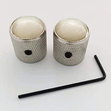 Metric Heavy Metal Knurled Cap Guitar Dome Knobs Control for White Pearl