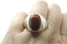 Vintage Silver Tone Sun Stone Signet Ring Siz...