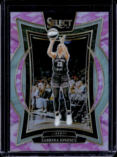 2025 Panini WNBA Select Sabrina Ionescu Concourse Pink Camo Prizm #/175 Liberty