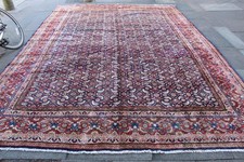 Vintage Hand Made Traditional Oriental Wool Faded Blue Large Carpet 384x279cm