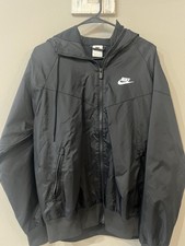 Nike Men's Black Full Zip Jacket, Stand-Up Collar, Logo, Size S Regular Fit