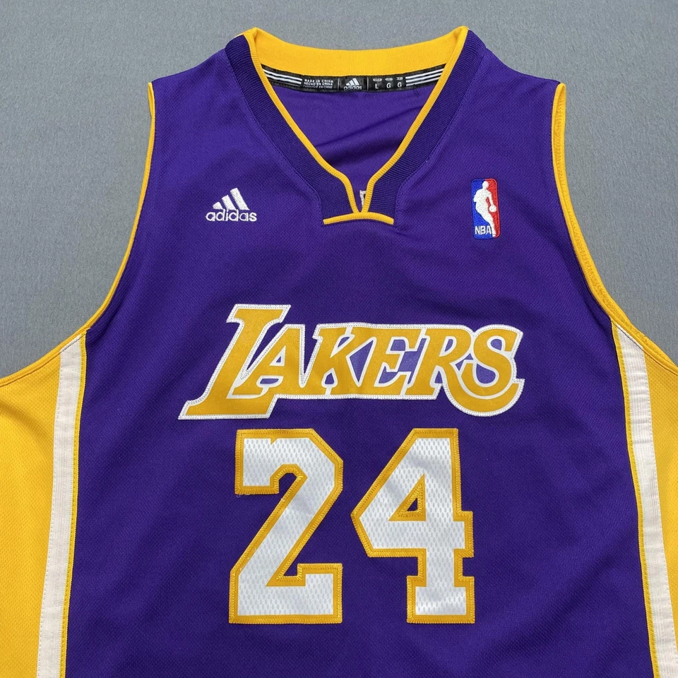 Los Angeles Lakers Basketball Jersey Youth Large Purple Gold NBA Adidas Kobe 24 - Image 2 of 4