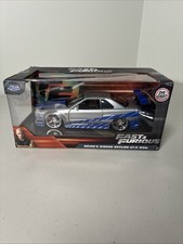 1/24 Jada Fast Furious Brian's Nissan Skyline GT-R R34 Silver and Blue