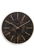 Image of Acctim Luxe Wall Clock Quartz Brushed Metal Embossed Golden Batons Brass